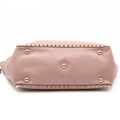 Rockstud Trapeze Tote Rose Beige Leather