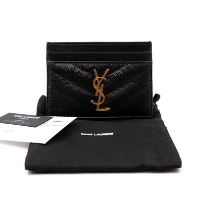 YSL Card Holder Black Leather