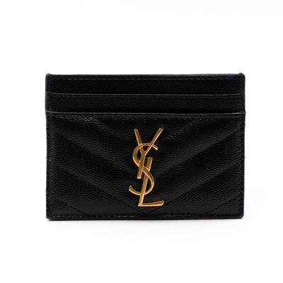 YSL Card Holder Black Leather
