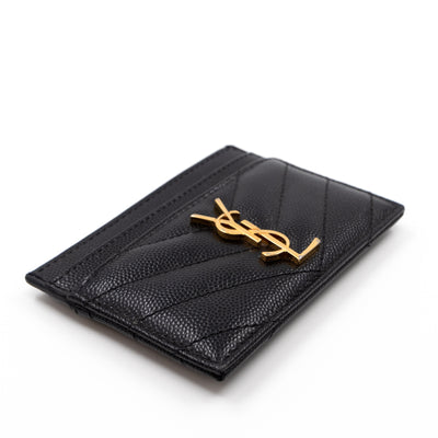 YSL Card Holder Black Leather