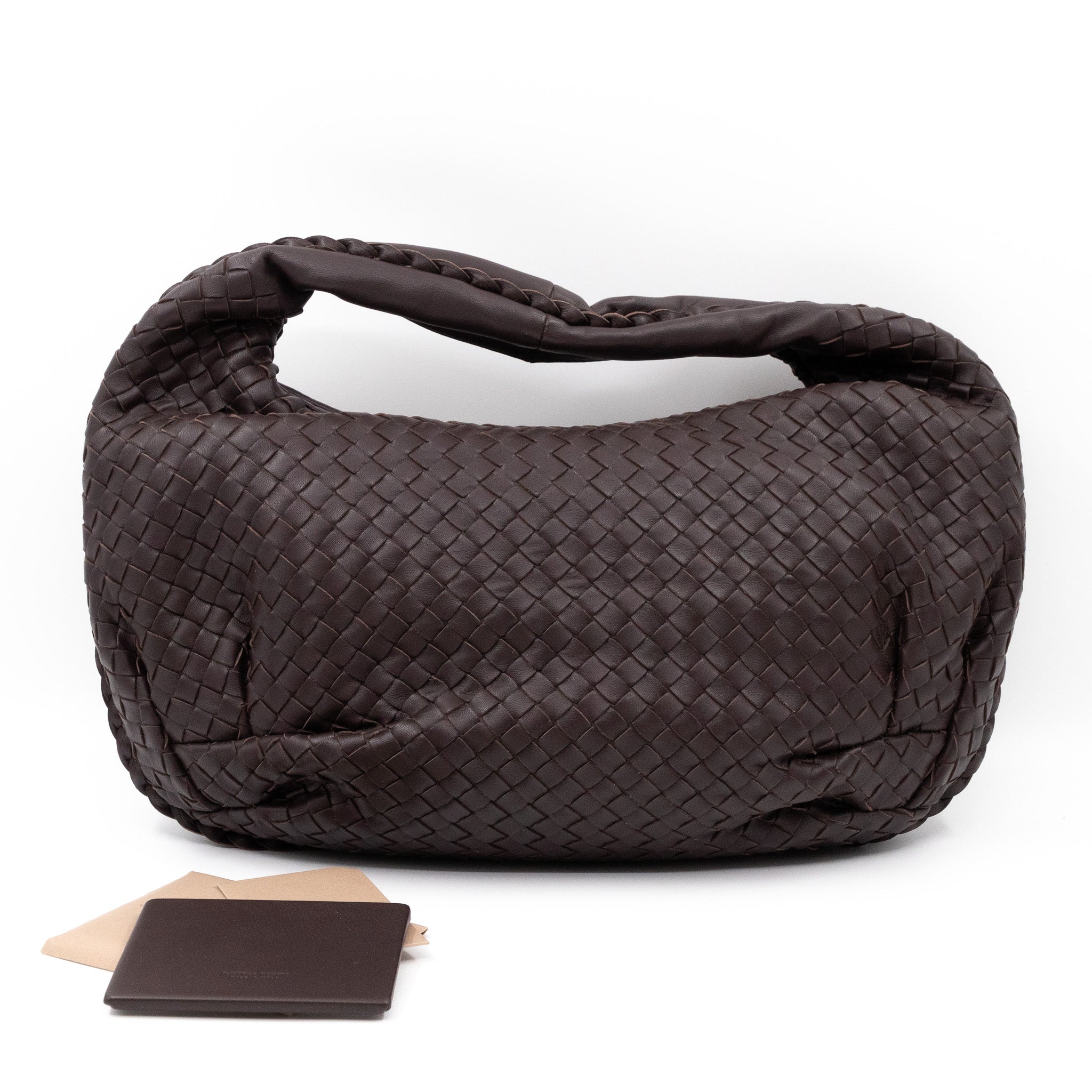 Veneta Hobo Shoulder Bag Intrecciato  Brown