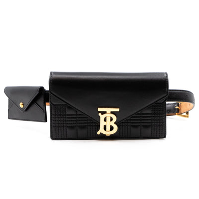 TB Envelope Belt Bag Quilted Black Leather