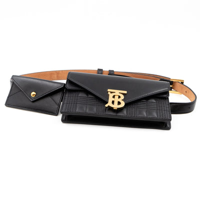 TB Envelope Belt Bag Quilted Black Leather