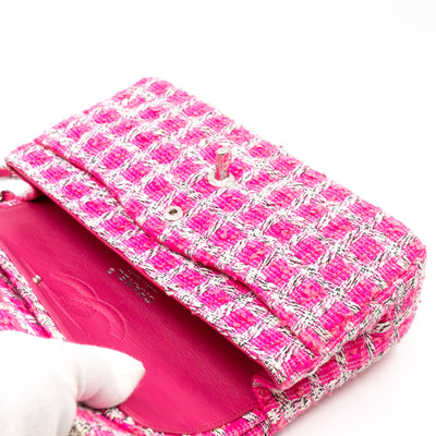 Classic Double Flap Bag Medium Tweed Pink