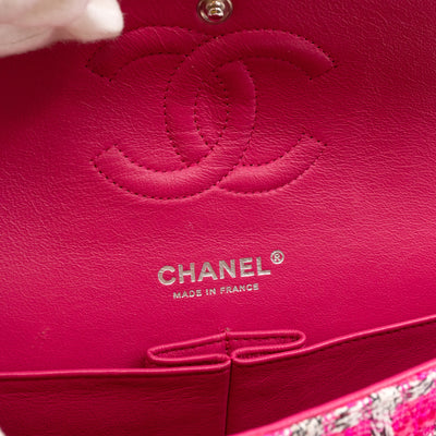 Classic Double Flap Bag Medium Tweed Pink