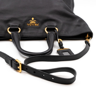 Large Shopping Tote Black Leather