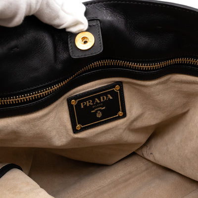 Large Shopping Tote Black Leather