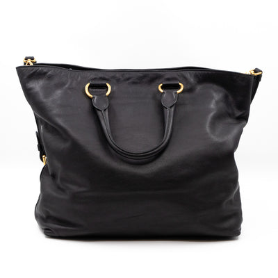 Large Shopping Tote Black Leather