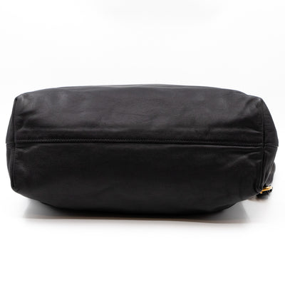 Large Shopping Tote Black Leather