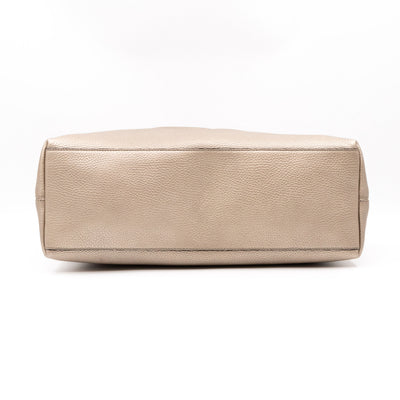 Soho Tassel Chain Tote Metallic Champagne Leather