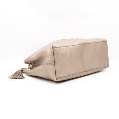 Soho Tassel Chain Tote Metallic Champagne Leather
