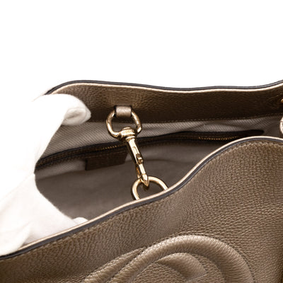 Soho Tassel Chain Tote Metallic Champagne Leather