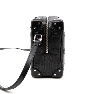 GG Embossed Trunk Bag Black Leather