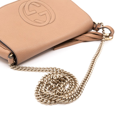 Soho Flap Chain Bag Beige Leather