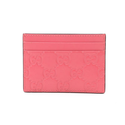 GG Embossed Card Case Pink Leather