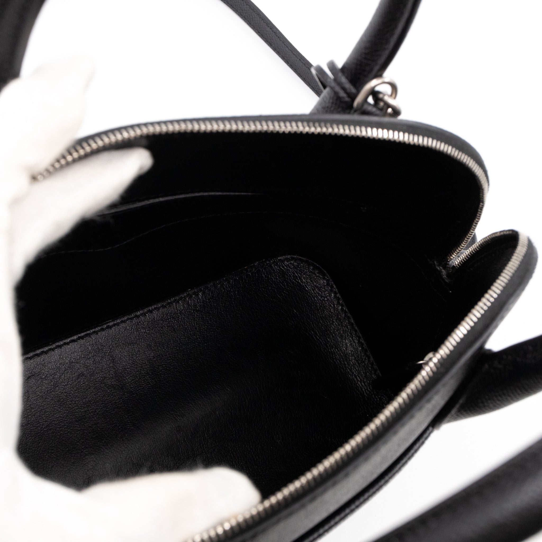 Ville Top Handle Small Black Leather