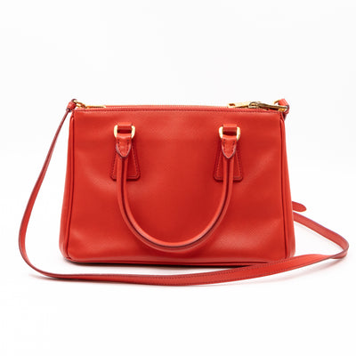 Galleria Small Double Zip Fiery Red Saffiano
