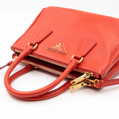 Galleria Small Double Zip Fiery Red Saffiano