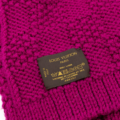 Cable Knit Button Scarf Purple Wool