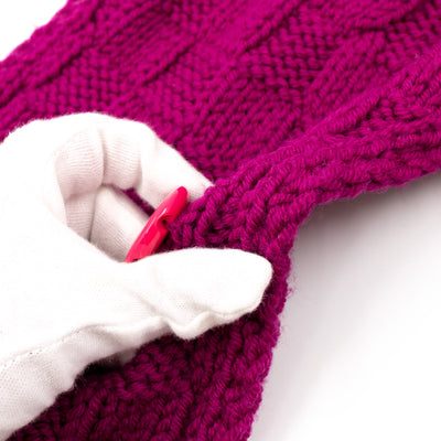 Cable Knit Button Scarf Purple Wool