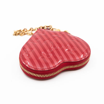 Heart Coin Purse Vernis Pomme D'Amour Rayures