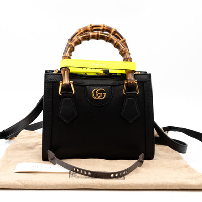 Diana Mini Tote Bag Black Leather