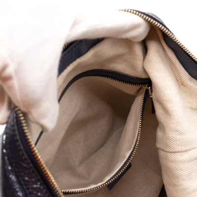 Soho Chain Hobo Crushed Patent Leather Blue