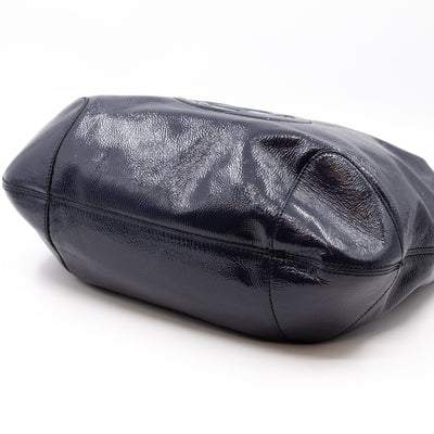 Soho Chain Hobo Crushed Patent Leather Blue