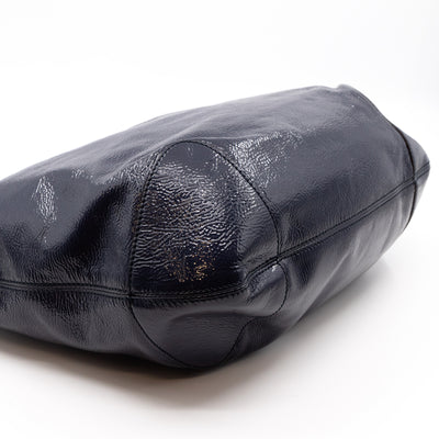 Soho Chain Hobo Crushed Patent Leather Blue