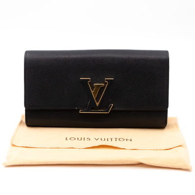 Capucines Wallet Black Leather