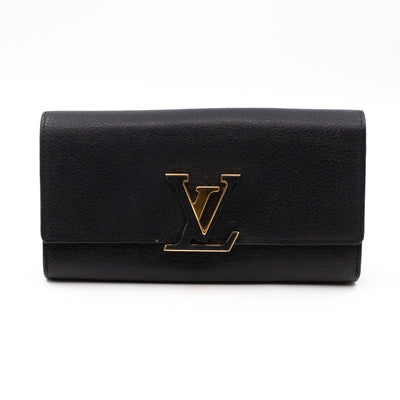 Capucines Wallet Black Leather