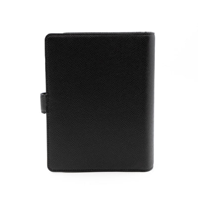 Medium Ring Agenda Cover Taiga Leather Black