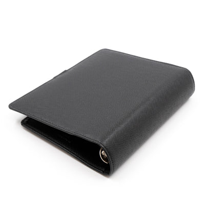 Medium Ring Agenda Cover Taiga Leather Black
