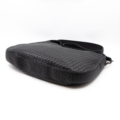 Large City Messenger Intrecciato Black Leather
