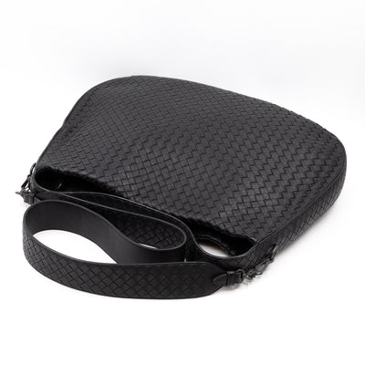 Large City Messenger Intrecciato Black Leather