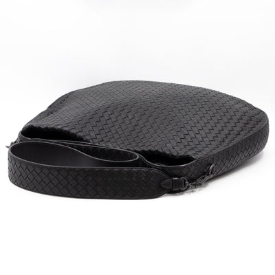 Large City Messenger Intrecciato Black Leather