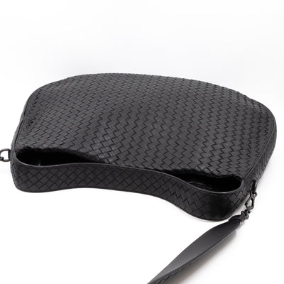 Large City Messenger Intrecciato Black Leather