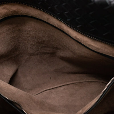 Large City Messenger Intrecciato Black Leather