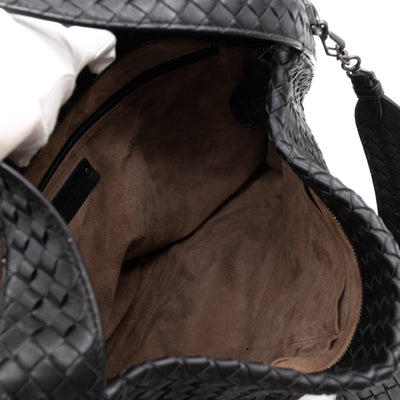 Large City Messenger Intrecciato Black Leather