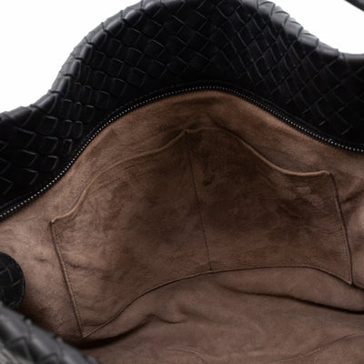 Large City Messenger Intrecciato Black Leather