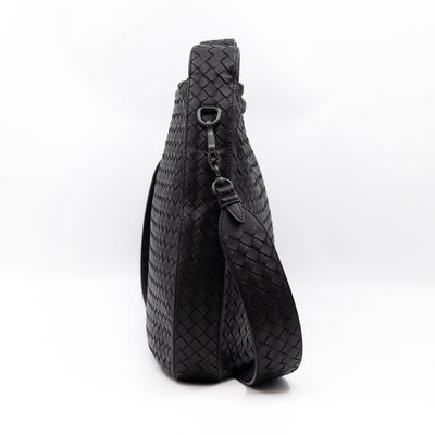 Large City Messenger Intrecciato Black Leather