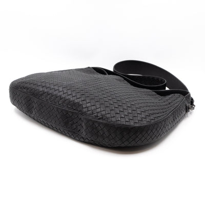 Large City Messenger Intrecciato Black Leather