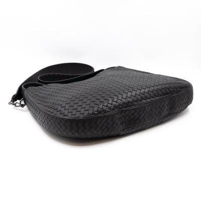 Large City Messenger Intrecciato Black Leather