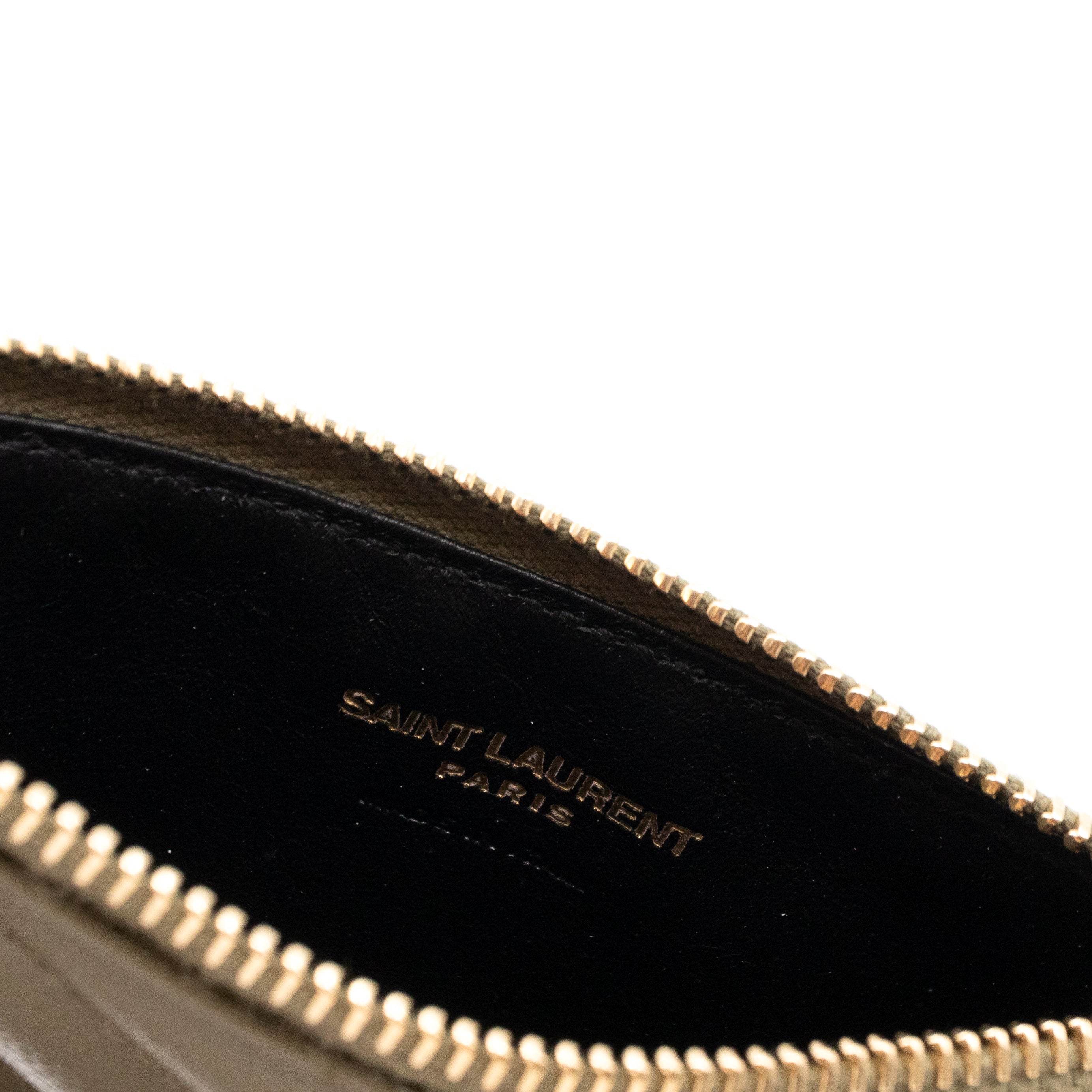 Cassandre Zipped Card Case Khaki Leather