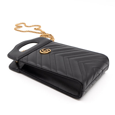 GG Marmont Top Handle Mini Bag Black Leather