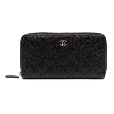 Zip Around Wallet Black Caviar Leather