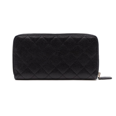 Zip Around Wallet Black Caviar Leather