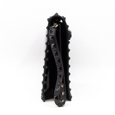 Rockstud Flap Clutch Black Patent Leather