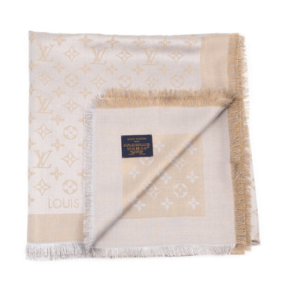 Monogram Shine Shawl Greige Gold