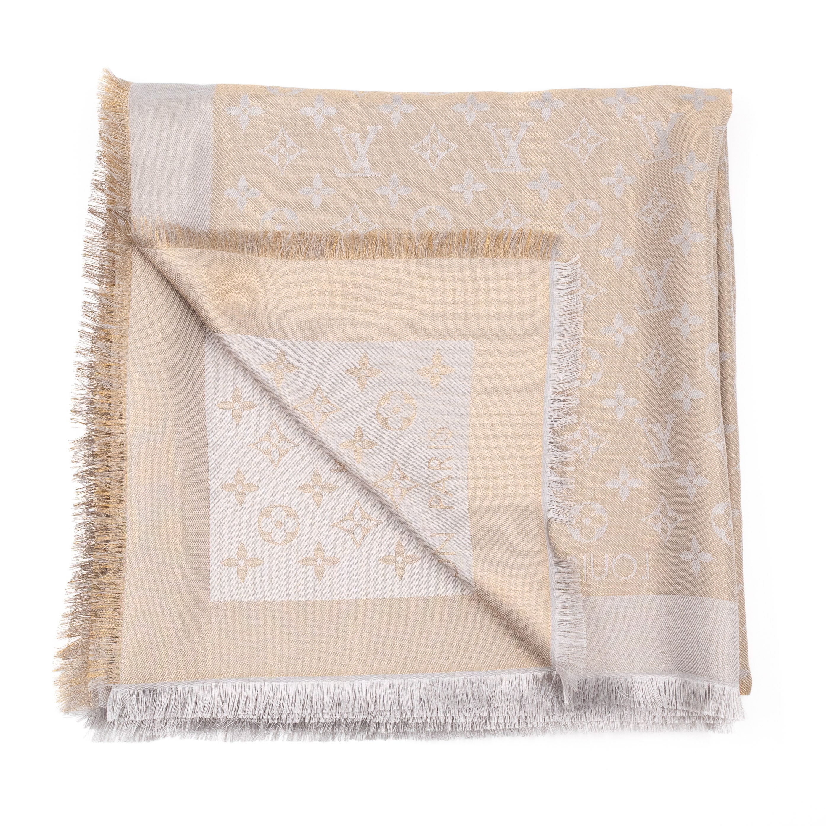 Monogram Shine Shawl Greige Gold